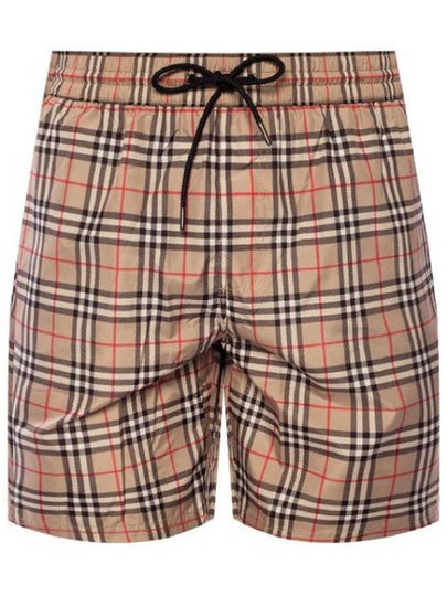 Men's Small Scale Check Drawstring Swim Shorts Beige - BURBERRY - BALAAN 2