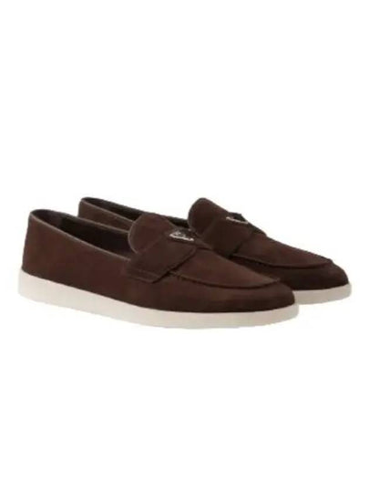 Triangle Logo Suede Loafers Dark Brown - PRADA - BALAAN 2