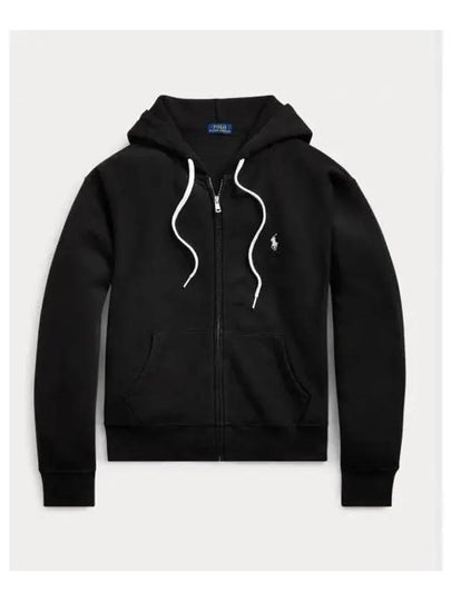 Embroidered Logo Zip Up Hoodie Black - POLO RALPH LAUREN - BALAAN 2