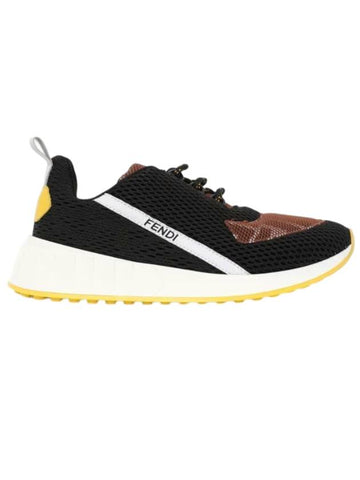 Kids Logo Mesh Low Top Sneakers Black - FENDI - BALAAN 1