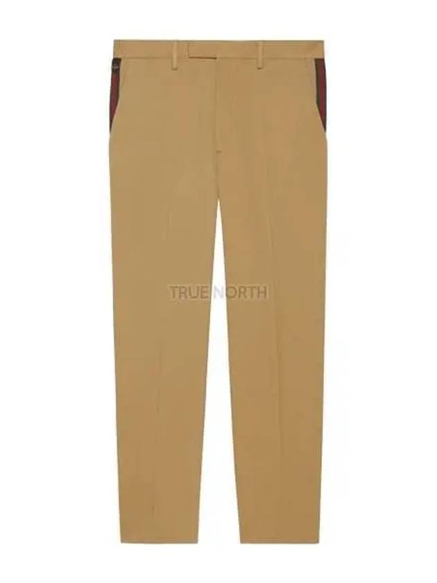 Web Detail Angle Straight Pants Camel - GUCCI - BALAAN 2