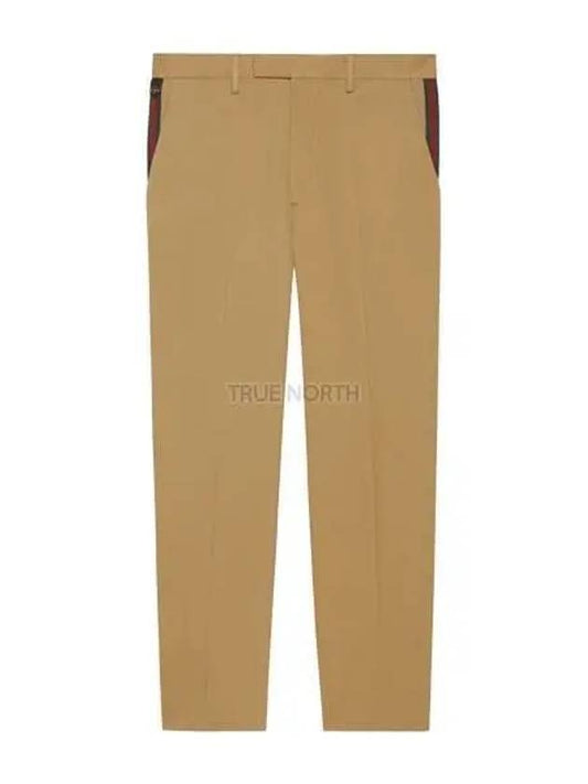 Web Detail Angle Straight Pants Camel - GUCCI - BALAAN 2