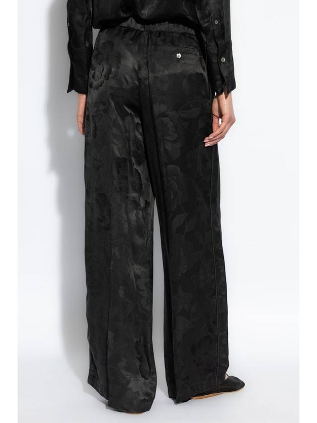 Kenzo Trousers With Floral Pattern, Women's, Black - KENZO - BALAAN 4