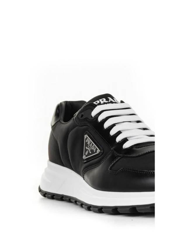 Prax 01 Re-Nylon Brushed Leather Low-Top Sneakers Black - PRADA - BALAAN 5