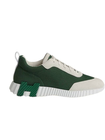 Bouncing Sneakers Mesh Suede Goatskin & Vert Cactus Blanc - HERMES - BALAAN 1