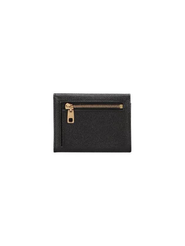 Logo Patch Dauphine Leather Half Wallet Black - DOLCE&GABBANA - BALAAN 4