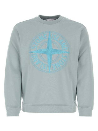 Garment Dyed Stitches Four Print Crewneck Sweatshirt Sky Blue - STONE ISLAND - BALAAN 2