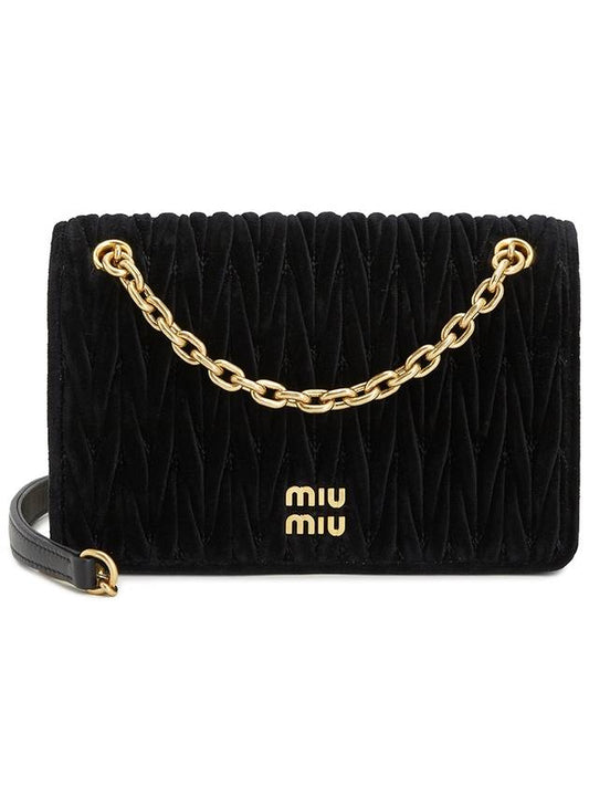 Matelasse Chain Velvet Cross Bag Black - MIU MIU - BALAAN 2