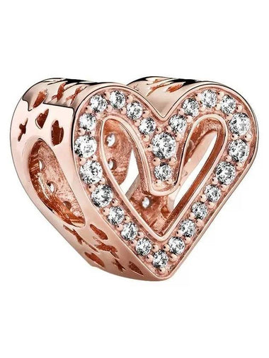 Sparkling Freehand Heart Bracelet Charm Rose Gold - PANDORA - BALAAN 1