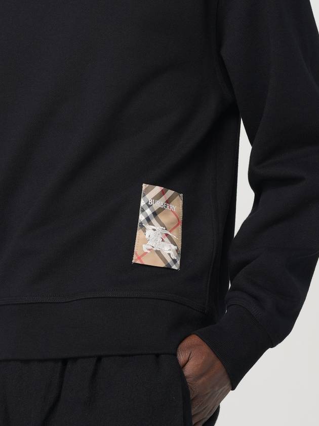 Check Label Cotton Sweatshirt Black - BURBERRY - BALAAN 6