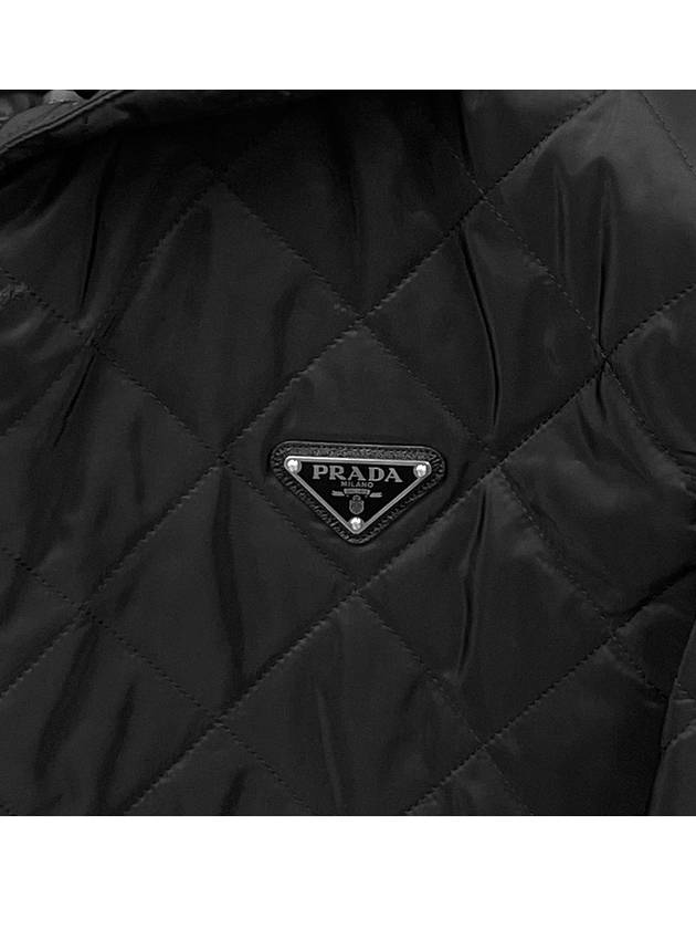 Triangle Logo Quilted Down Hooded Padding Black - PRADA - BALAAN 6