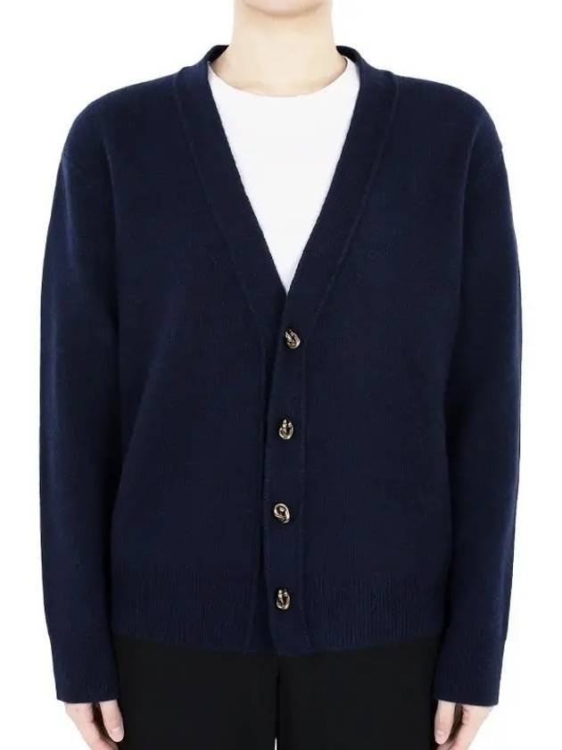 WoMen's Knot Button Cashmere Cardigan Navy - BOTTEGA VENETA - BALAAN 3