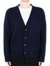 Women's Knot Button Cashmere Cardigan Navy - BOTTEGA VENETA - BALAAN 3