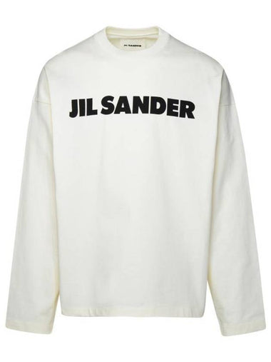 Logo Print Cotton Long Sleeve T-Shirt White - JIL SANDER - BALAAN 1