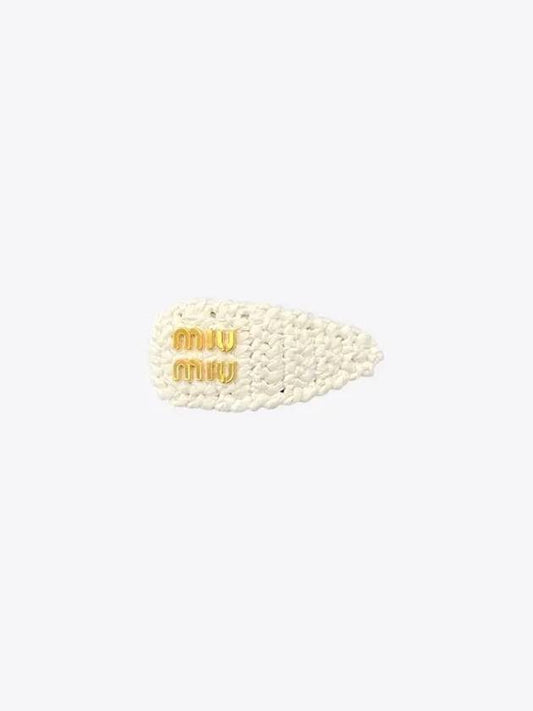 Woven Fabric Hair Clip White - MIU MIU - BALAAN 2