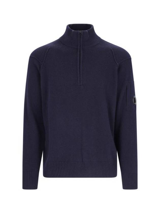 Lambswool GRS Half Zip-Up Knit Top Navy - CP COMPANY - BALAAN 2