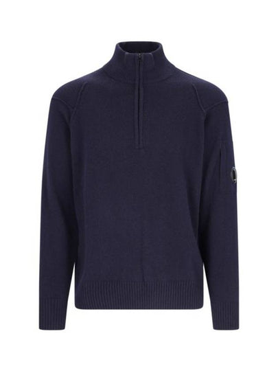 Lambswool GRS Half Zip-Up Knit Top Navy - CP COMPANY - BALAAN 2