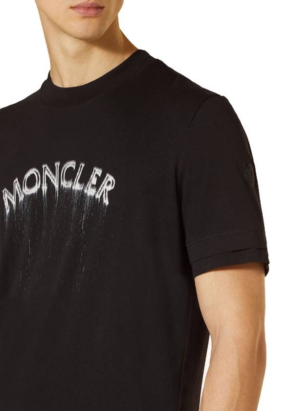 Powder Effect Logo Cotton Short Sleeve T-Shirt Black - MONCLER - BALAAN 5