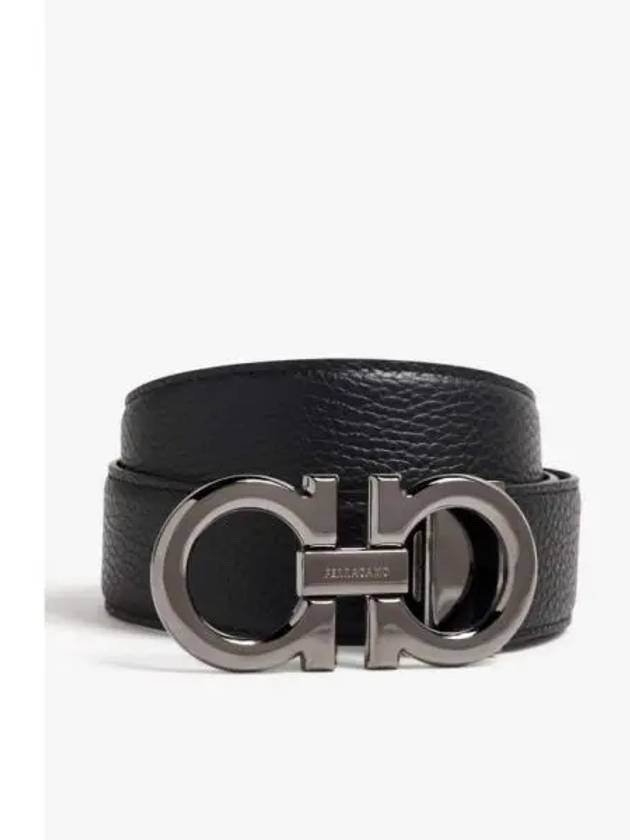 Reversible Gancini Leather Belt Dark Brown Black - SALVATORE FERRAGAMO - BALAAN 2