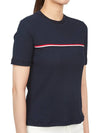 Women's High Twist Rip Stripe Short Sleeve T-Shirt Navy - THOM BROWNE - BALAAN 6