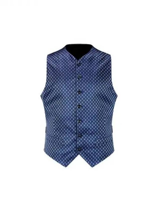 Men s Patterned Silk Single Vest Light Navy 270744 - GIORGIO ARMANI - BALAAN 1