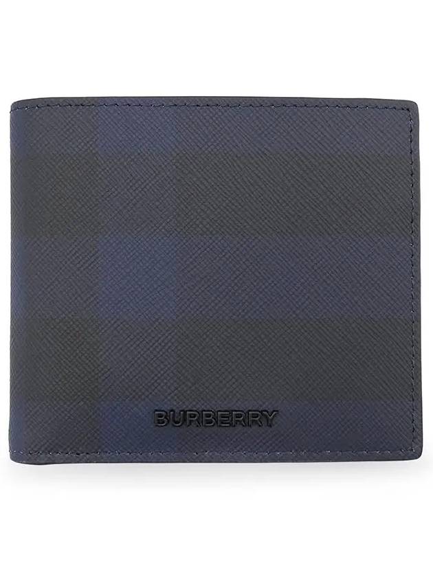 Check Bifold Half Wallet Navy - BURBERRY - BALAAN 3