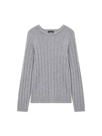 Women s Cashmere Ribbed Raglan Knit Dark Gray 271740 - EMPORIO ARMANI - BALAAN 1