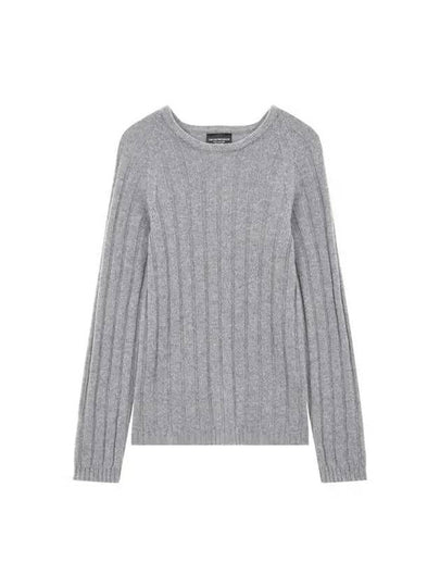 Women s Cashmere Ribbed Raglan Knit Dark Gray 271740 - EMPORIO ARMANI - BALAAN 1