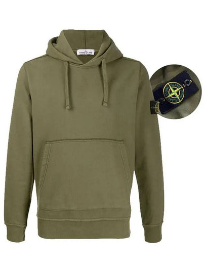 Men's Wappen Patch Brushed Cotton Hoodie Khaki - STONE ISLAND - BALAAN 2