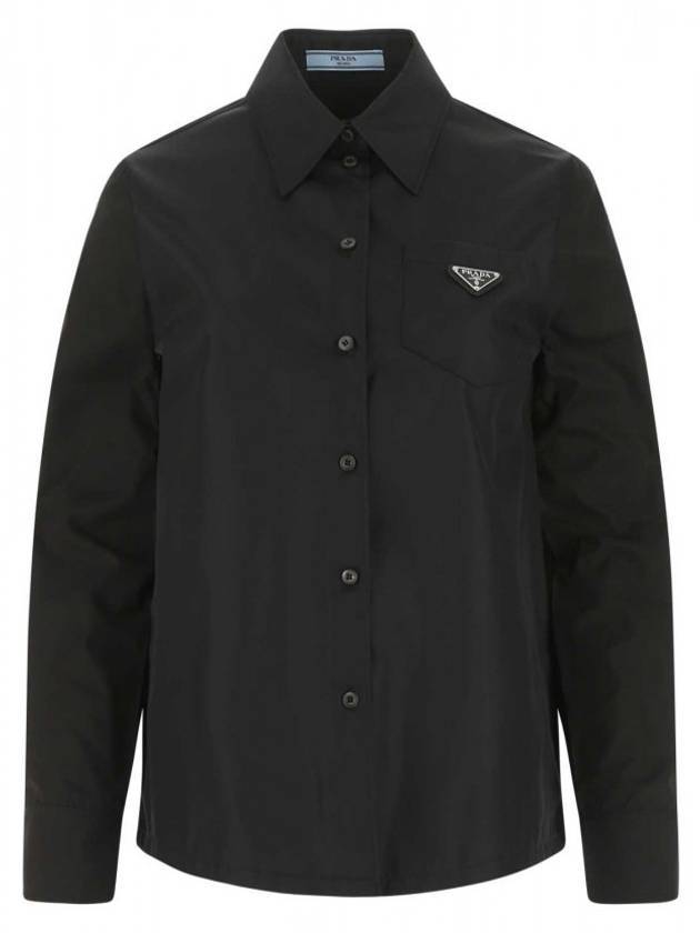 Triangle Logo Re-Nylon Long Sleeve Shirt Black - PRADA - BALAAN 1