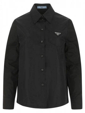 Triangle Logo Re-Nylon Long Sleeve Shirt Black - PRADA - BALAAN 1