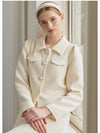 Women's Fancy Tweed Puff Semi Cropped Jacket Cream - MICANE - BALAAN 3