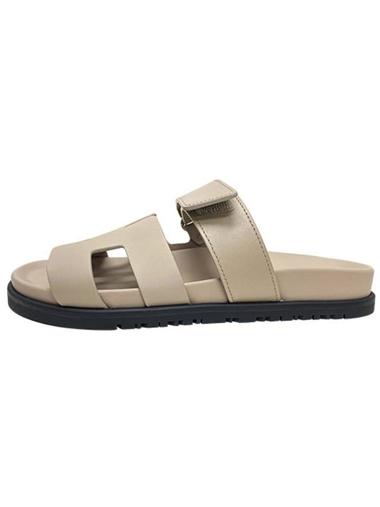 Chypre Calfskin Sandals Beige Mastic - HERMES - BALAAN 2