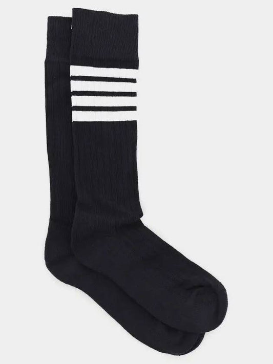 4-Bar Athletic Mid Calf Cotton Socks Navy - THOM BROWNE - BALAAN 2