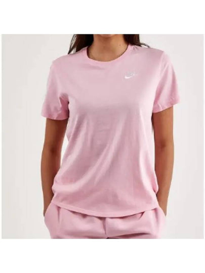 Women's Sportswear Club Essentials Logo Crew Neck Short Sleeve T-Shirt Pink - NIKE - BALAAN 2