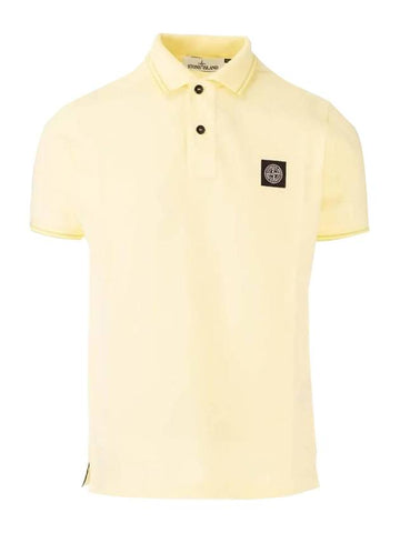 Men's Two Line Wappen Patch Cotton Short Sleeve Polo Shirt Yellow - STONE ISLAND - BALAAN 1