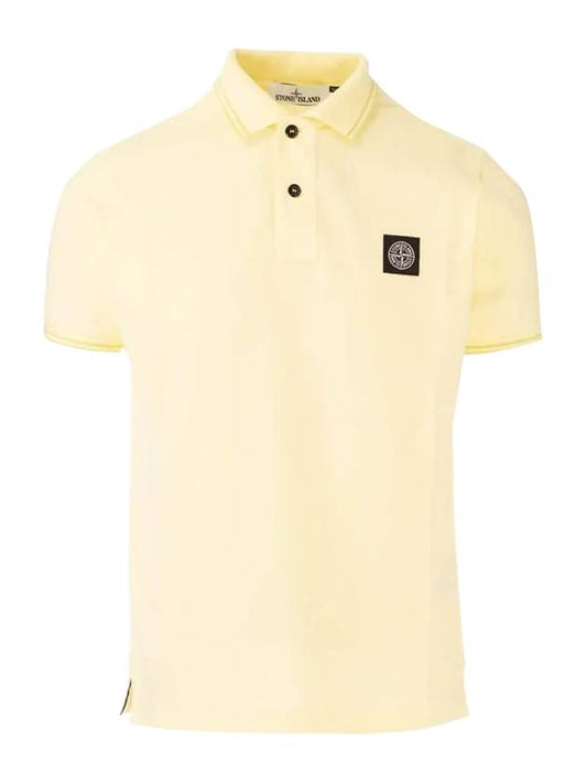 Men's Embroidered Logo Slim PK Shirt Yellow - STONE ISLAND - BALAAN.