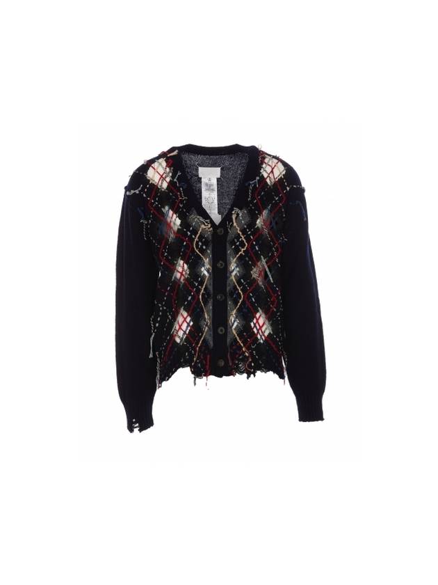 Distressed Argyle Cardigan Black - MAISON MARGIELA - BALAAN 1