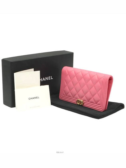 Pink Lambskin Boy Long Flap Wallet No 22 A80285 - CHANEL - BALAAN 2