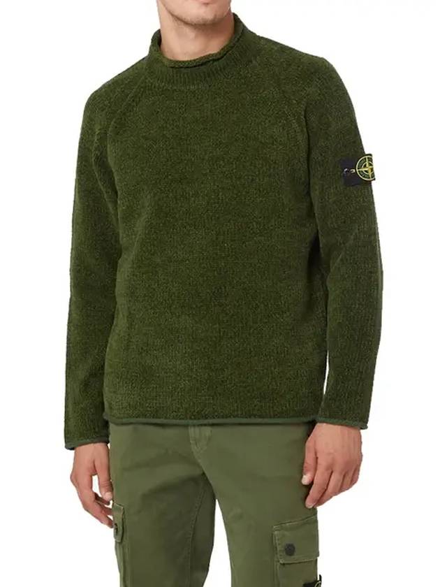 Logo Patch Round Neck Knit Top Green - STONE ISLAND - BALAAN 4