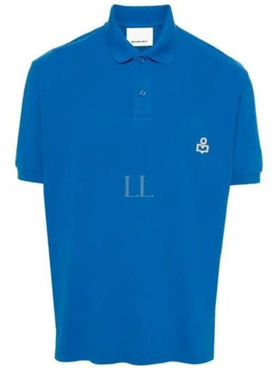 Afko Logo Cotton Polo Shirt Blue - ISABEL MARANT - BALAAN 2