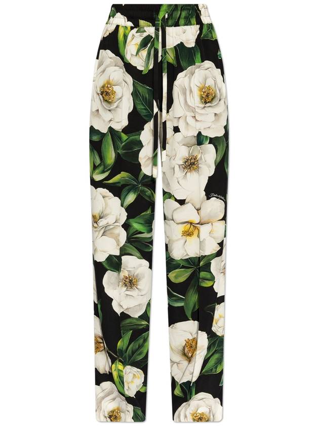 Dolce & Gabbana Silk Trousers With Floral Motif, Women's, Multicolour - DOLCE&GABBANA - BALAAN 1