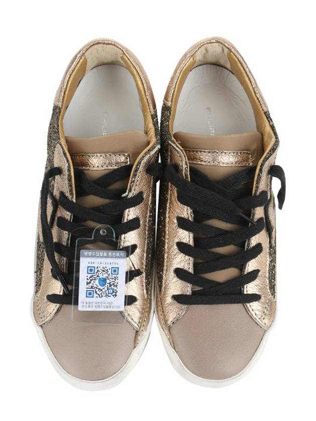 Height Raising Insole Vintage Leather Low Top Sneakers Gold Glitter - PHILIPPE MODEL - BALAAN 5