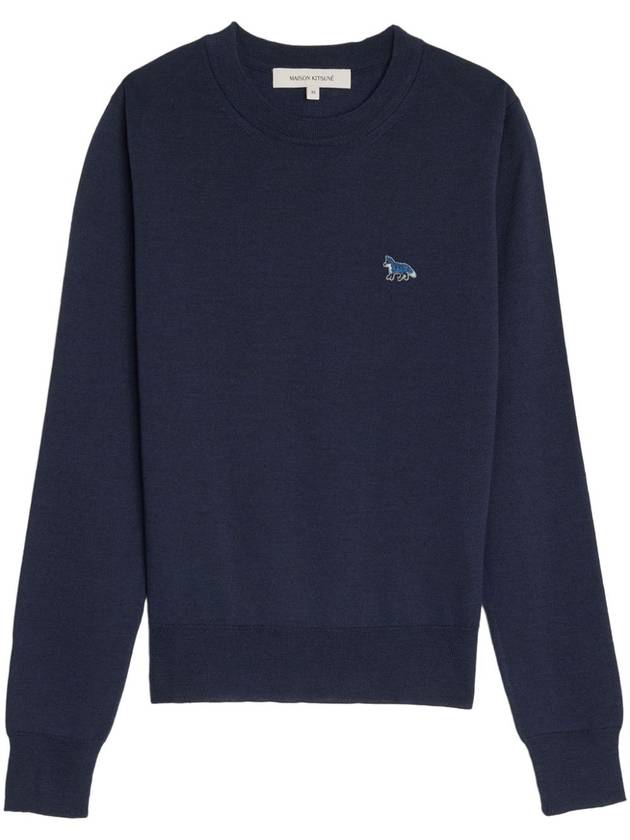 Women's Baby Fox Patch Regular Knit Top Deep Navy - MAISON KITSUNE - BALAAN 2