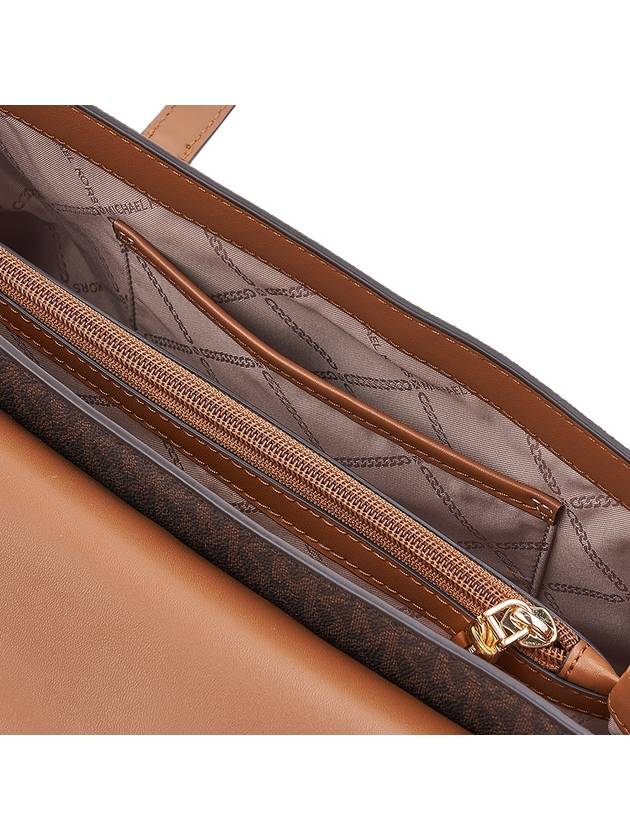 Logo Print Canvas Leather Shoulder Bag Brown - MICHAEL KORS - BALAAN 10