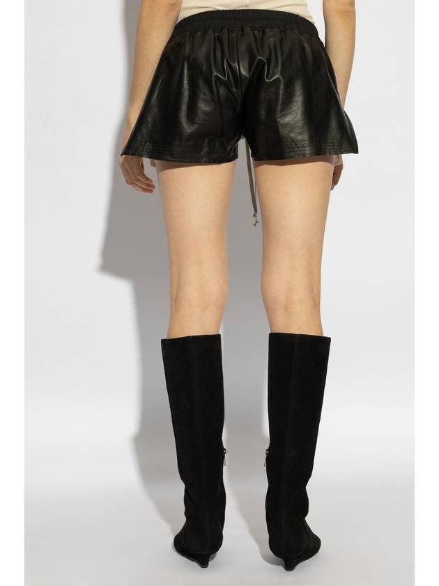 Rick Owens Leather Shorts Fog, Women's, Black - RICK OWENS - BALAAN 4