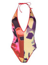 Art Print Halterneck One-Piece Swimsuit - DIESEL - BALAAN 1