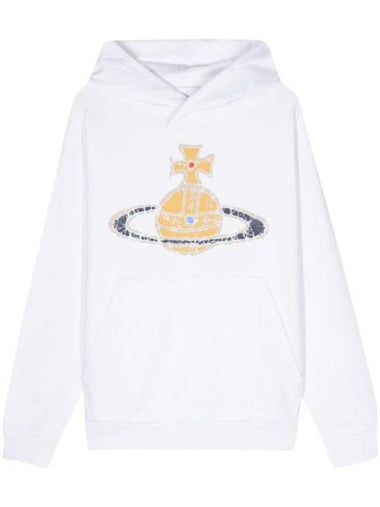 Embroidered Logo Cotton Hoodie White - VIVIENNE WESTWOOD - BALAAN 1