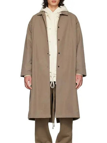 Logo Patch Button Closure Cotton Long Coat Wood 202SU224004F - FEAR OF GOD ESSENTIALS - BALAAN 1