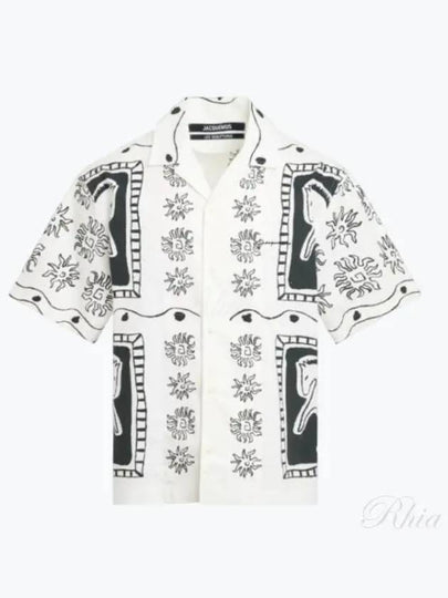 Allover Print Bowling Cotton Short Sleeve Shirt White Black - JACQUEMUS - BALAAN 2